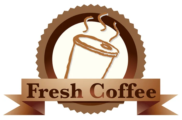 Um rótulo de café fresco com um copo de café descartável —  Vetores de Stock