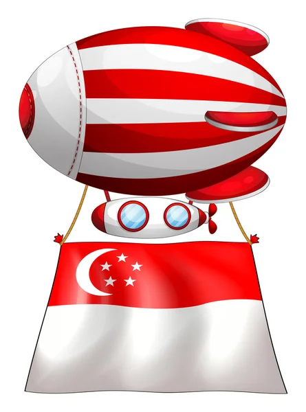 Ein streifenfarbener Ballon mit der Flagge von Singapore — Stockvektor