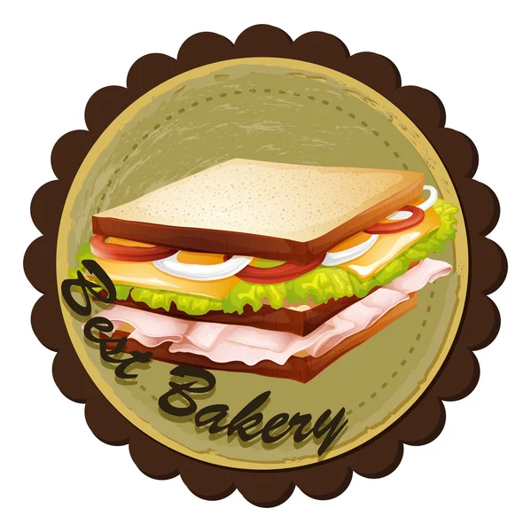 A best bakery label with a sandwich — Stock Vector