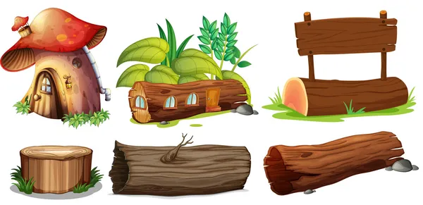 Différentes utilisations des bois — Image vectorielle