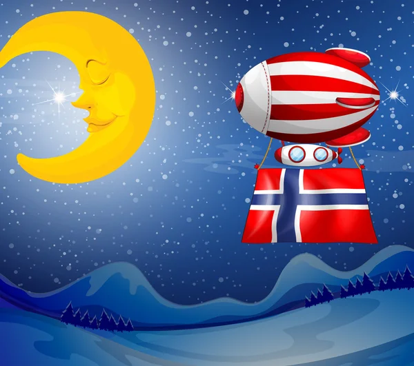 Un globo flotante con la bandera de Noruega — Vector de stock