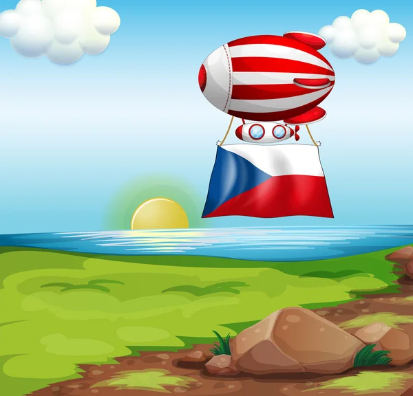 Een zwevende ballon met de vlag van Tsjechië — Stockvector