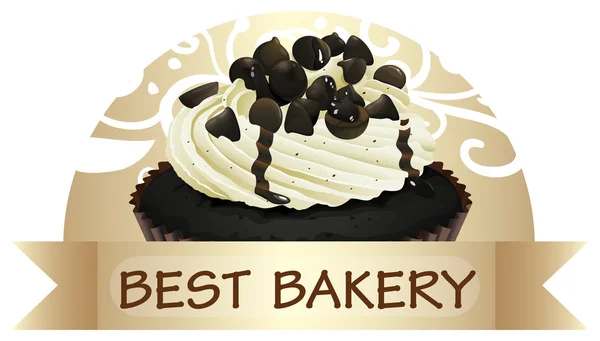Μια καλύτερη ετικέτα αρτοποιείο με μια σοκολάτα cupcake — Διανυσματικό Αρχείο