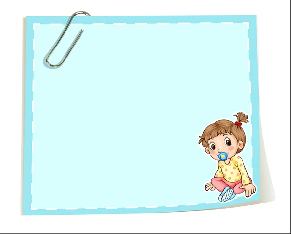 An empty paper template with a paper clip and an infant — Stock Vector