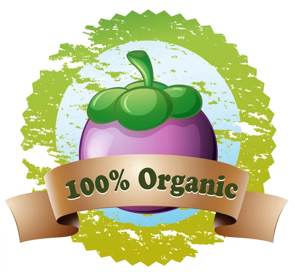 An organic label with an eggplant — Stock Vector