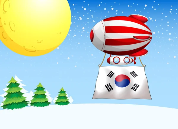 Sebuah balon dengan bendera Korea Selatan. - Stok Vektor