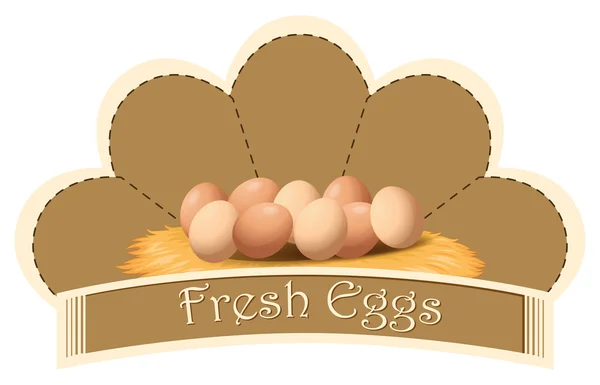 A fresh eggs label with eggs — Stock Vector