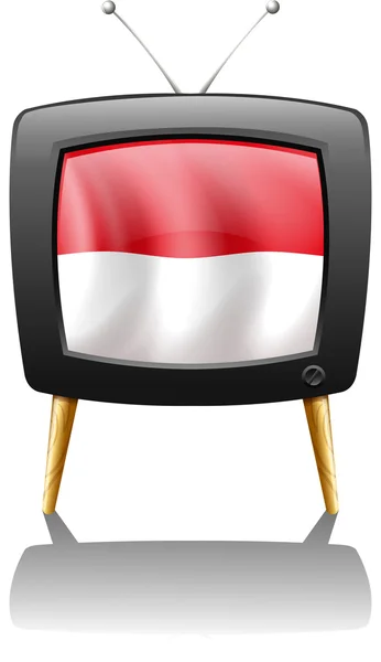 The flag of Monaco inside the TV — Stock Vector