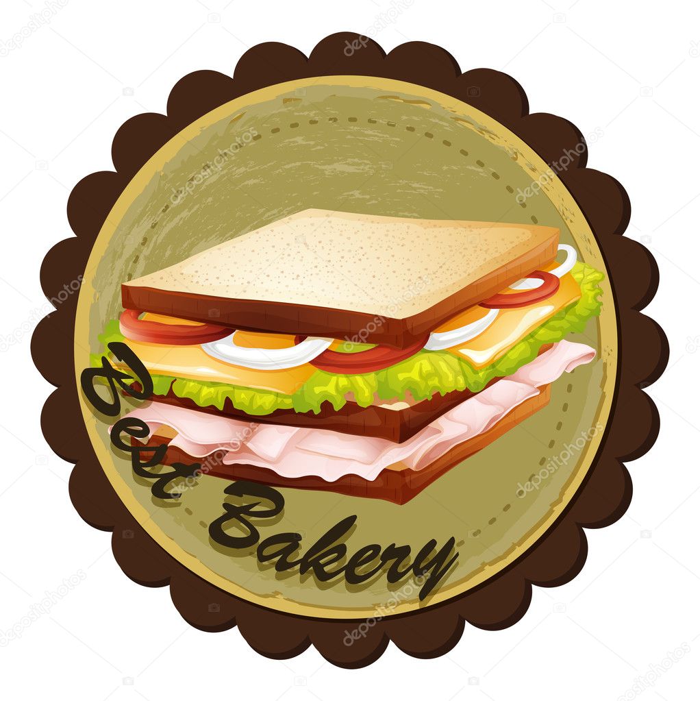 A best bakery label with a sandwich