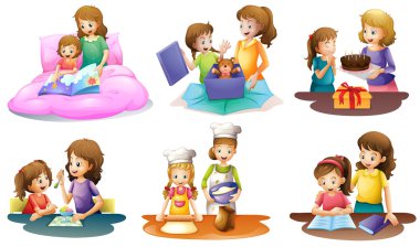 Anne ve kızı anların yapıştırma