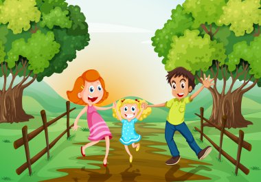 ormanda, mutlu bir aile