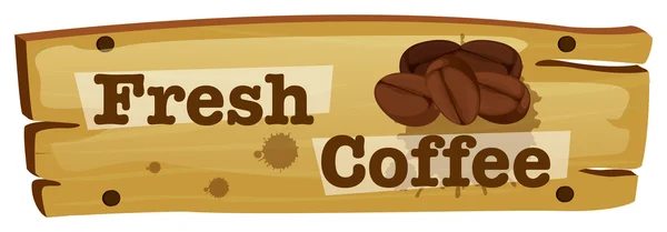 A wooden board with a fresh coffee label — Stock Vector