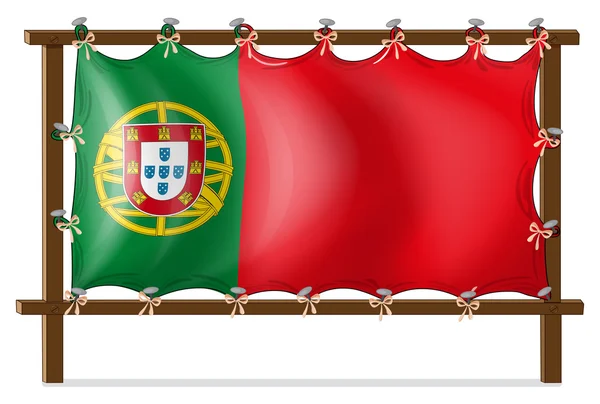Een houten frame met de vlag van portugal — Stockvector
