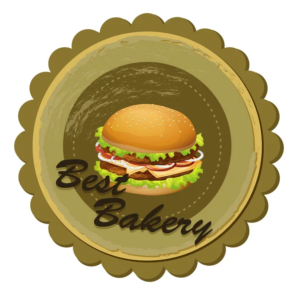 Una mejor etiqueta de panadería con una hamburguesa — Vector de stock