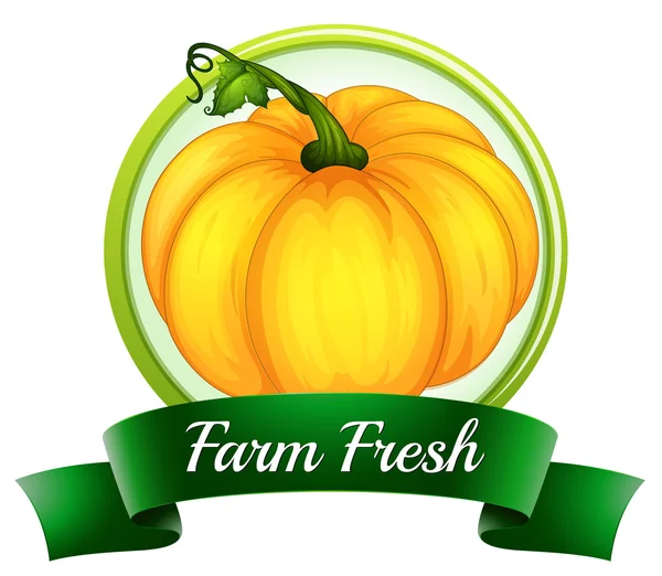 Una etiqueta fresca de granja con una calabaza — Vector de stock