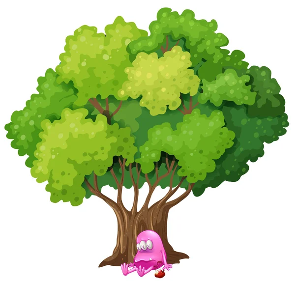 A poisoned pink monster under the tree — Stock Vector