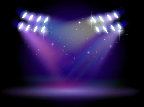 An empty stage with lights — Stock Vector