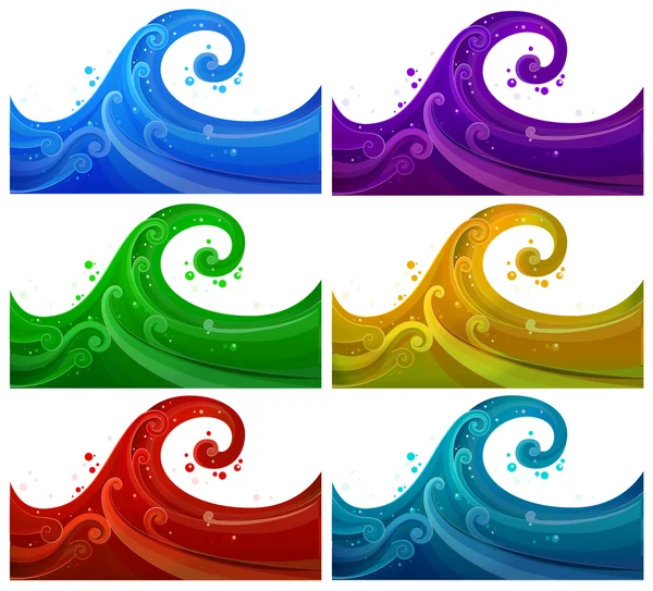 Hat színes hullámok — Stock Vector