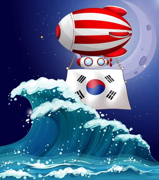 Ein schwimmender Ballon mit der südkoreanischen Flagge — Stockvektor