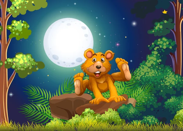 Une forêt avec un ours énergique — Image vectorielle