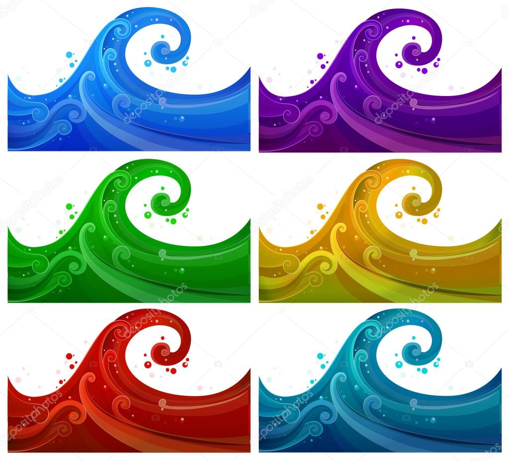 Six colorful waves