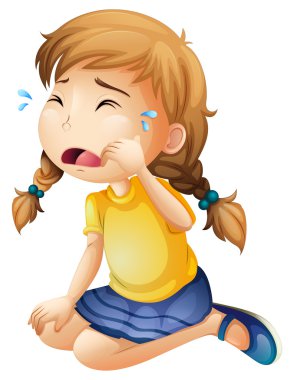 A little girl crying clipart