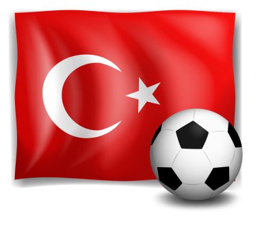 The flag of Turkey with a soccer ball clipart