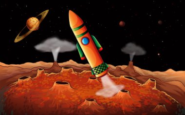 outerspace turuncu bir roket