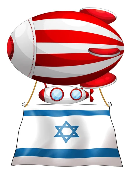 以色列重视浮动的条纹彩色气球的旗帜 — 图库矢量图片