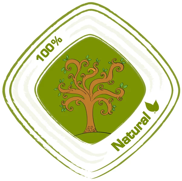 Una etiqueta natural con un árbol — Vector de stock