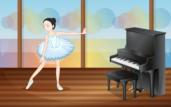 A ballet dancer near the piano — Stock Vector