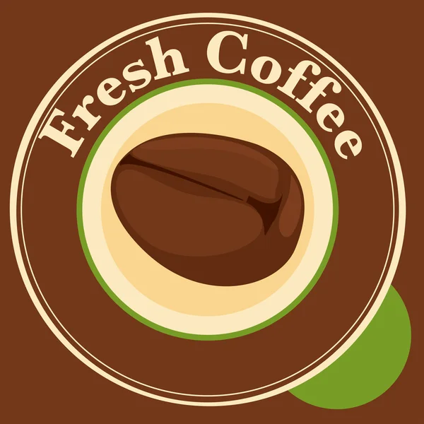 A fresh coffee label with coffee bean — Stock Vector