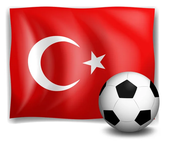 The flag of Turkey with a soccer ball — Stock Vector