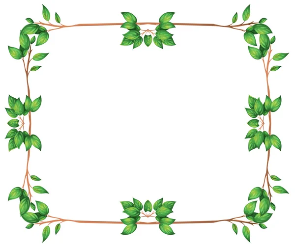 An empty frame with green leafy borders — Stock Vector