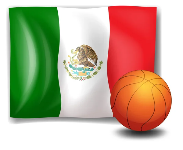 Una palla accanto alla bandiera del Messico — Vettoriale Stock