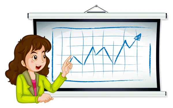 A lady explaining the graph — Stock Vector