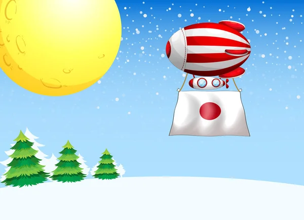 Ein schwimmender ballon mit der fahne Japans — Stockvektor