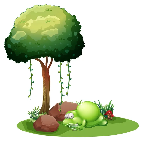 A monster sleeping under the tree — Stock Vector