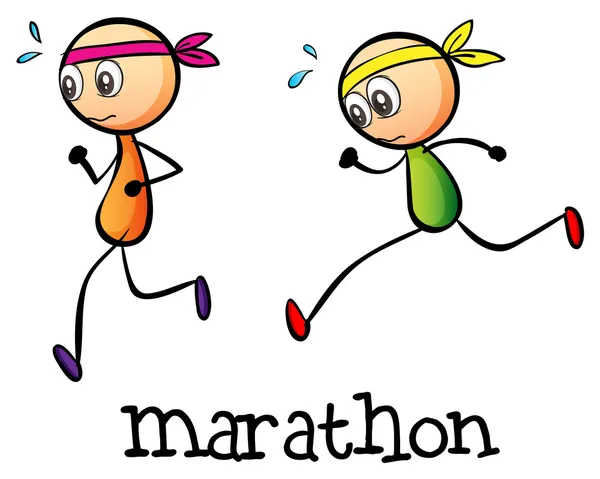 A marathon between two stickmen — Stock Vector