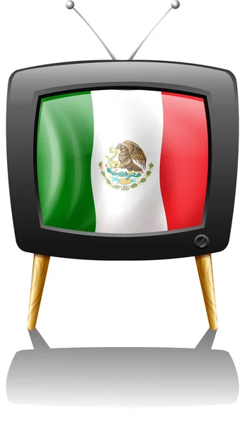 Bandeira do México dentro da tela da TV — Vetor de Stock