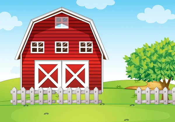 A barnhouse at the hilltop — Stock Vector