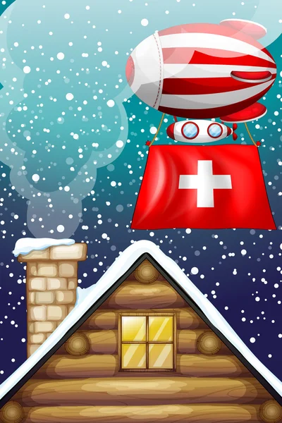 Un ballon flottant avec le drapeau de Suisse — Image vectorielle