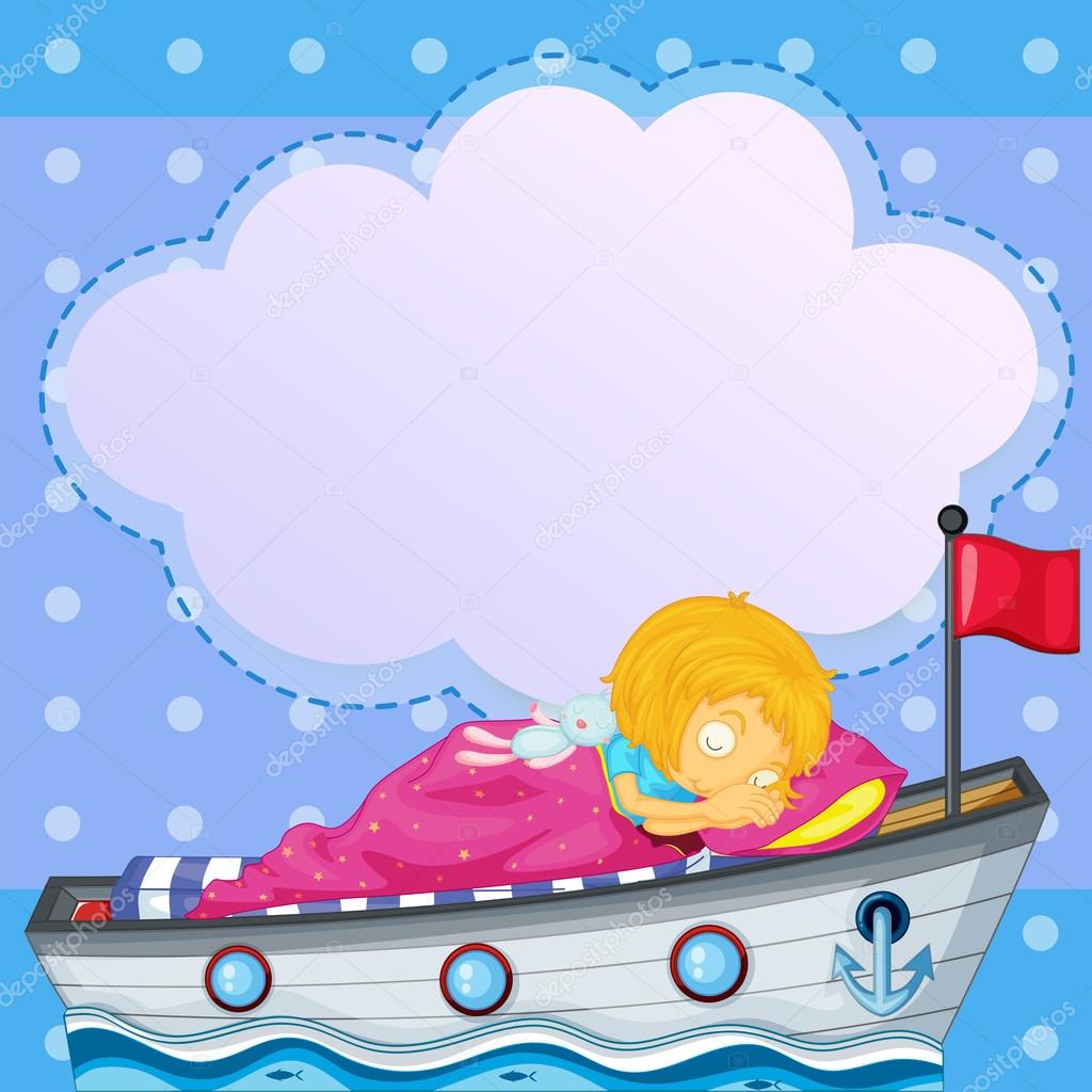 A girl sleeping above the boat with an empty callout
