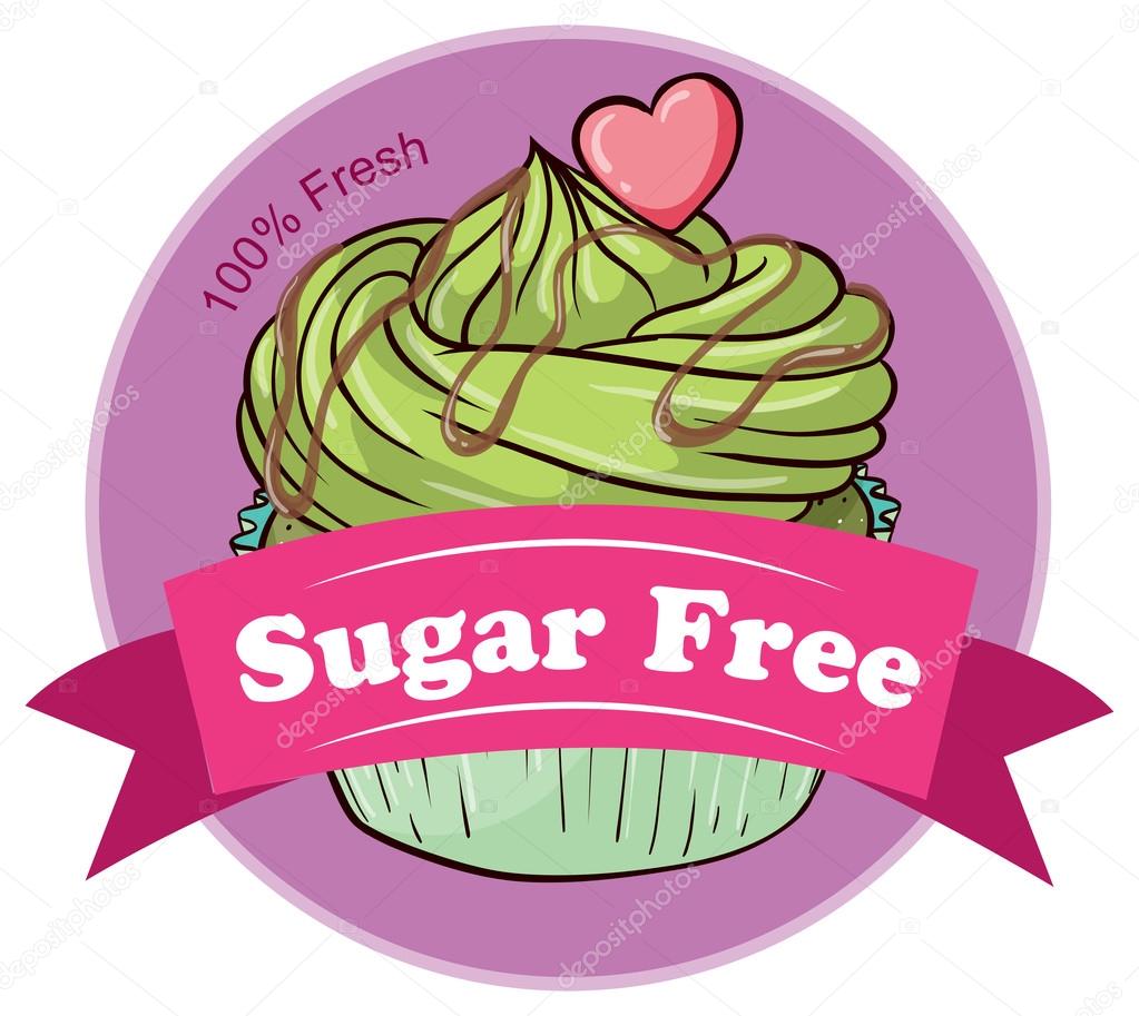 A sugar free label with a cupcake