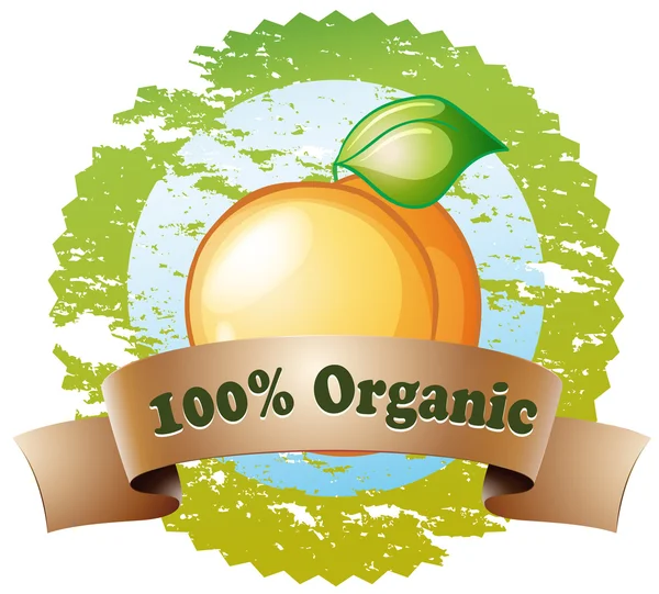 An organic label with a ripe orange — Stock Vector