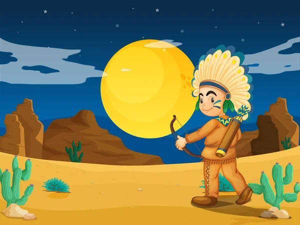 Un indio en el desierto — Vector de stock