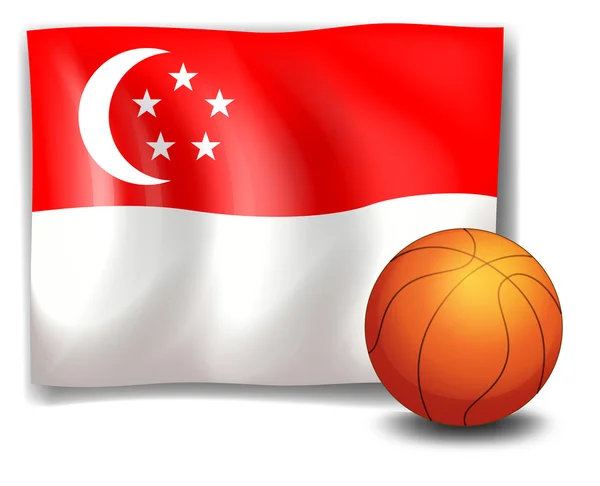 The flag of Singapore with a ball — Stock Vector