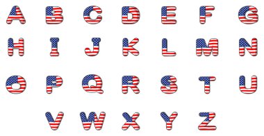 Letters of the alphabet with the American flag clipart