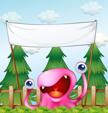 bir canavar aşağıda boş tabela