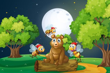 Noel Baba ile arıların çevrili günlüğü üzerinde bir ayı